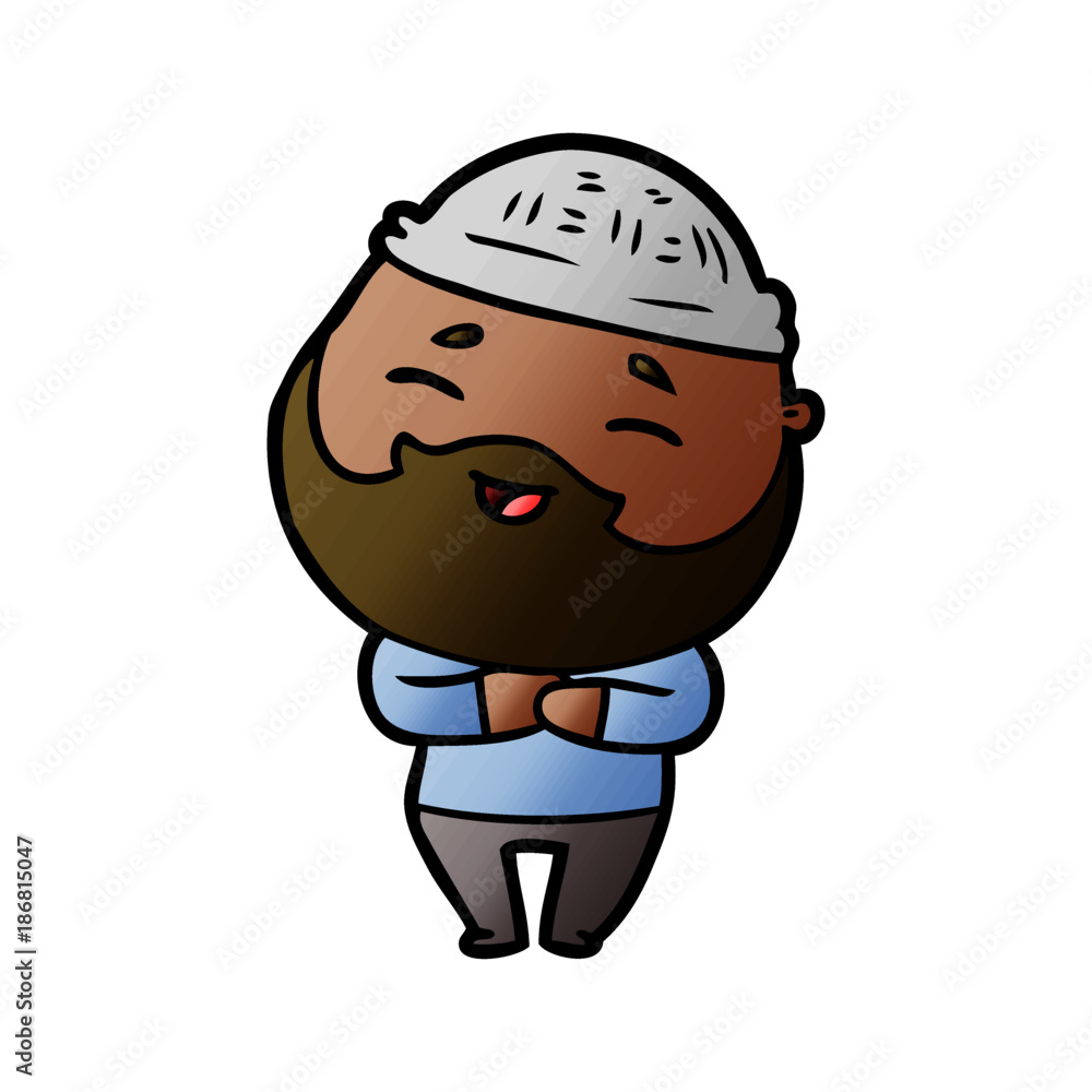 cartoon happy bearded man