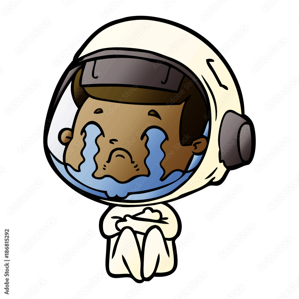 Obraz premium cartoon crying astronaut