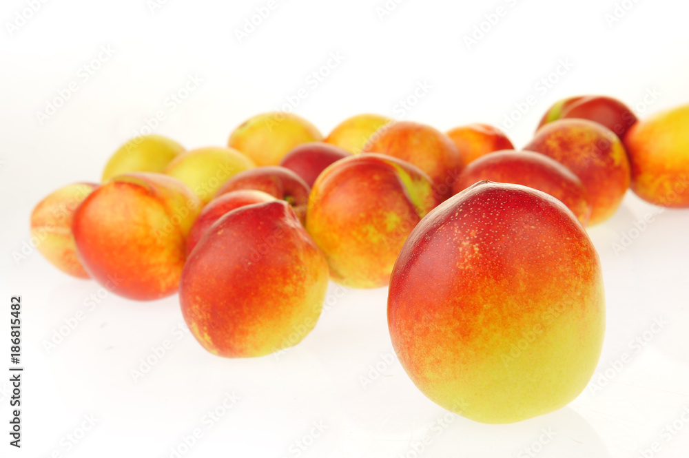 Peach on a white background Peach on a white background