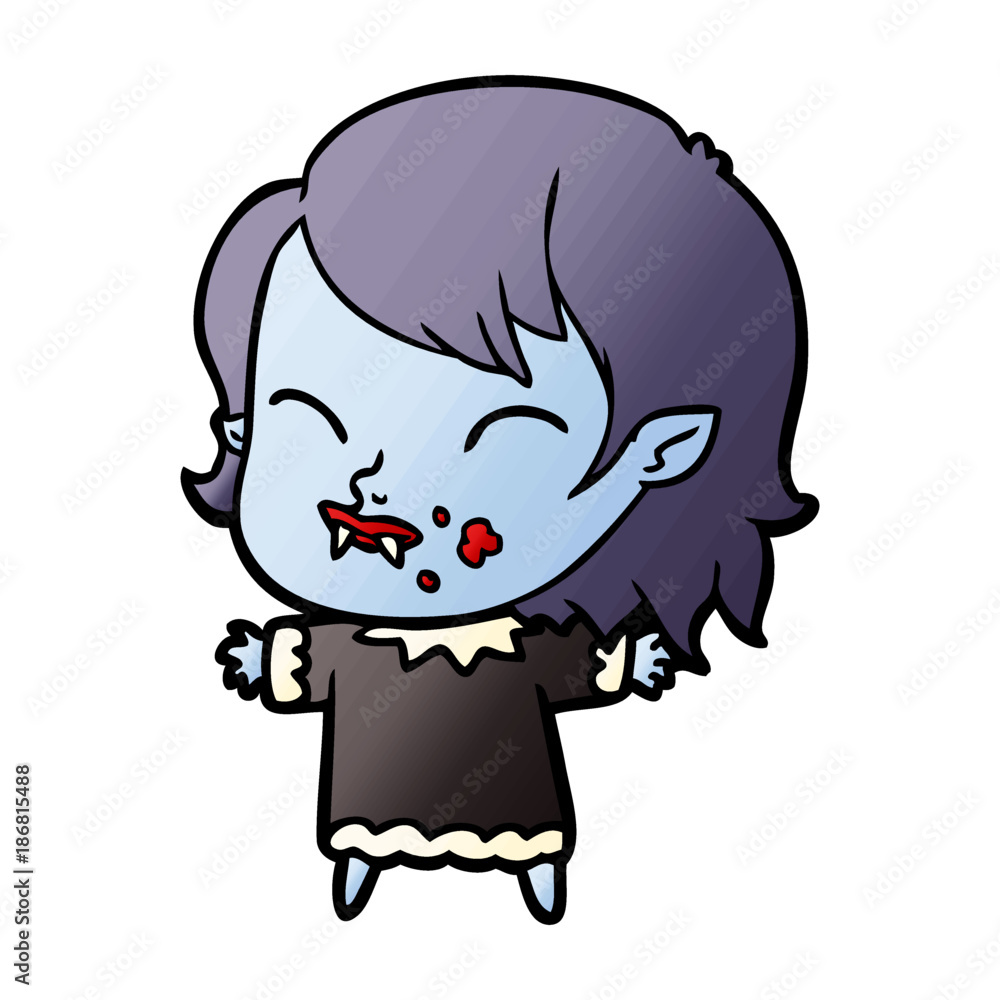 cartoon vampire girl with blood on cheek cartoon vampire girl with blood on cheek
