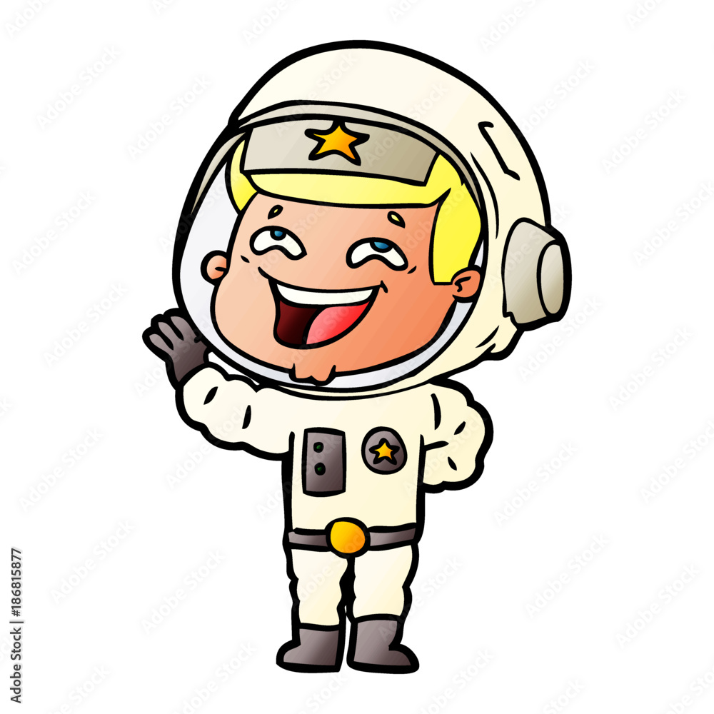 cartoon laughing astronaut