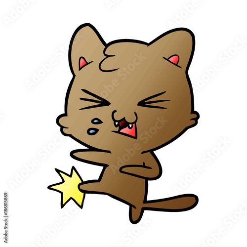 cartoon cat hissing © lineartestpilot