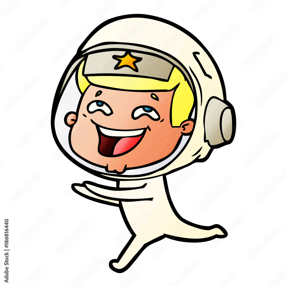 Obraz premium cartoon laughing astronaut