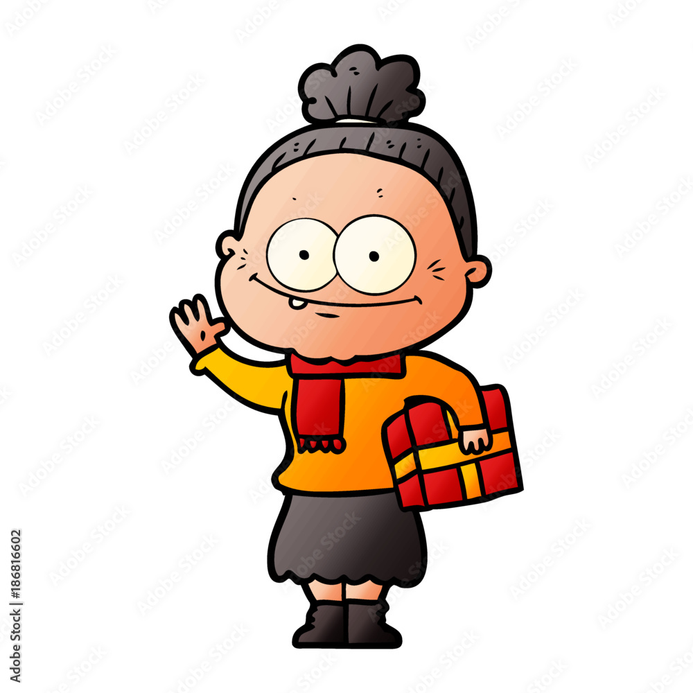 cartoon happy old woman cartoon happy old woman
