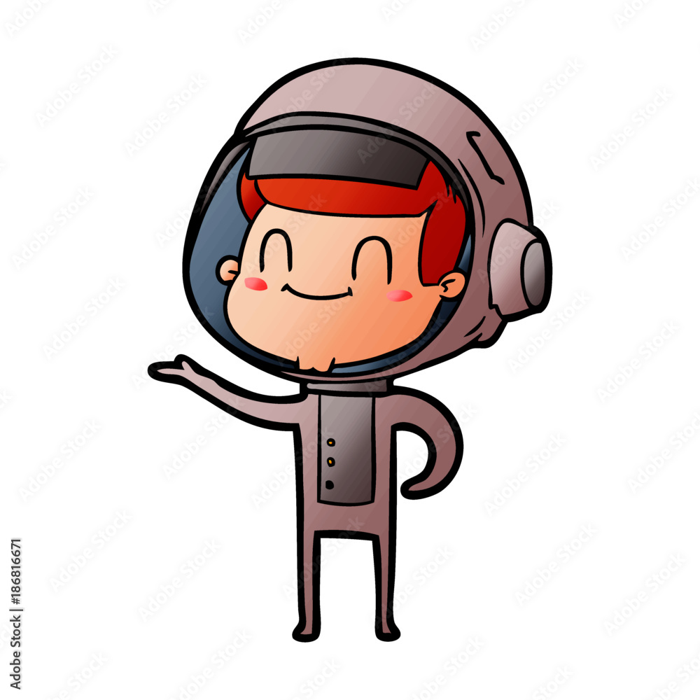 happy cartoon astronaut