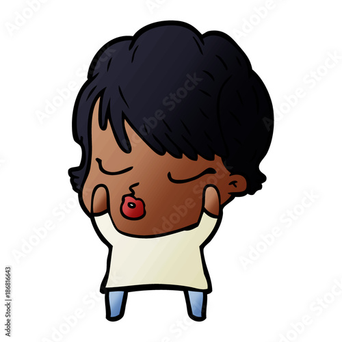 cartoon woman with eyes shut
