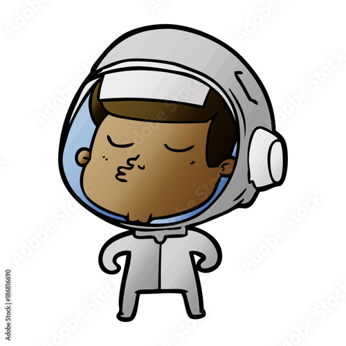 cartoon confident astronaut