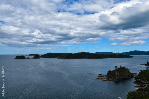 Views over islands in Bay of Islands, New Zealand photo