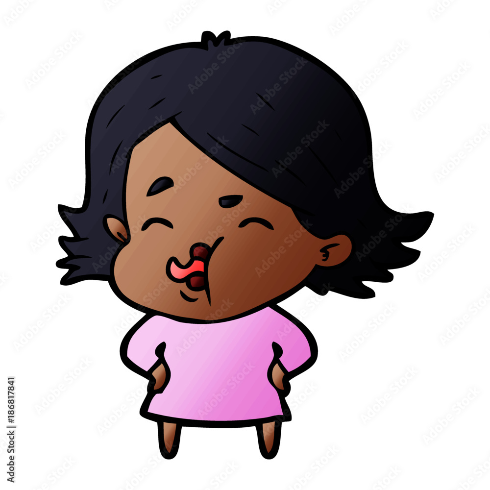 Obraz premium cartoon girl pulling face