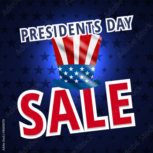 Banner for presidents day sale design . Vector illustration for business promotion. Background of blue dust explosion for seasonal sale.