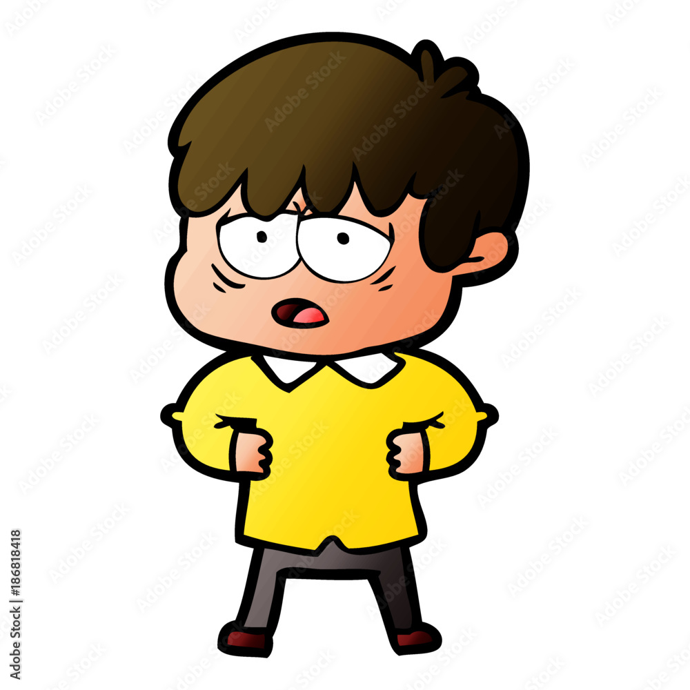cartoon exhausted boy cartoon exhausted boy