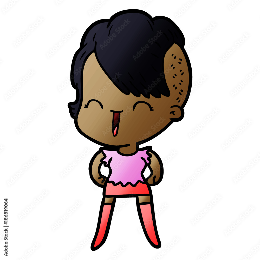 cartoon happy hipster girl cartoon happy hipster girl