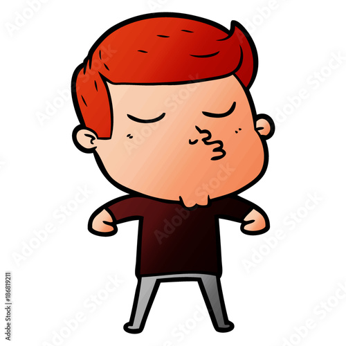 cartoon model guy pouting