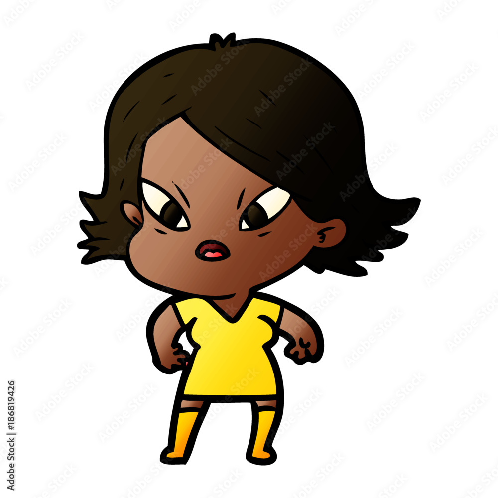cartoon stressed woman