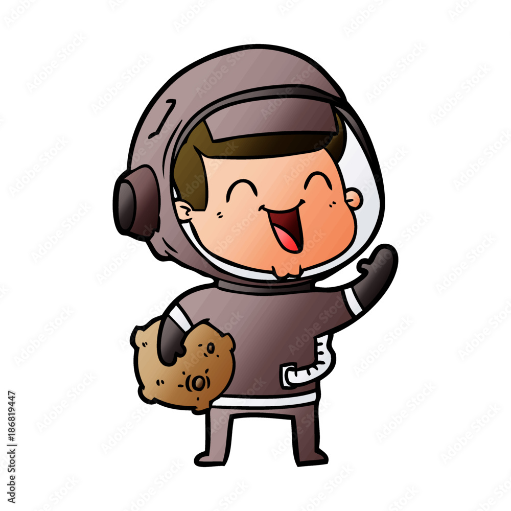 happy cartoon astronaut