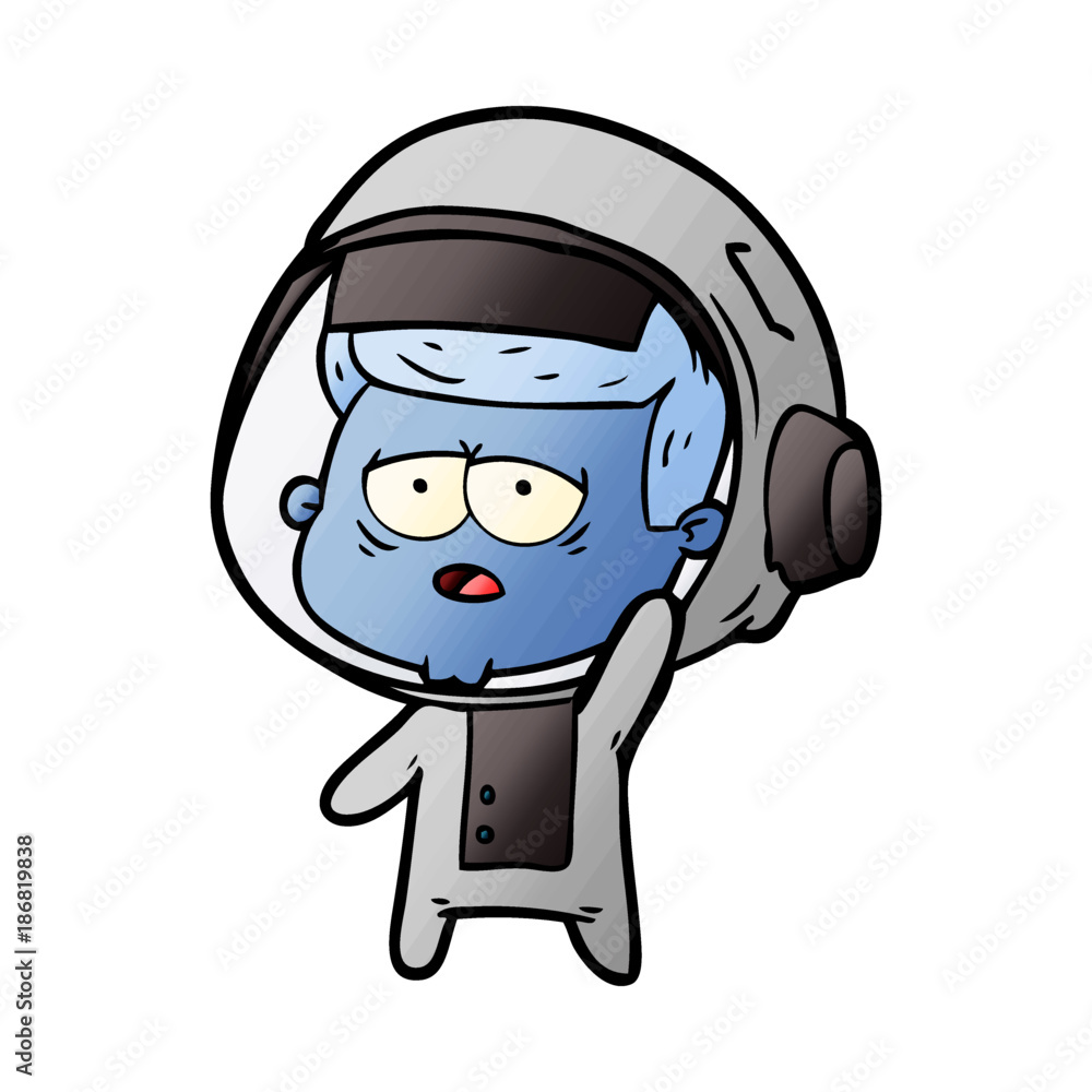 cartoon tired astronaut