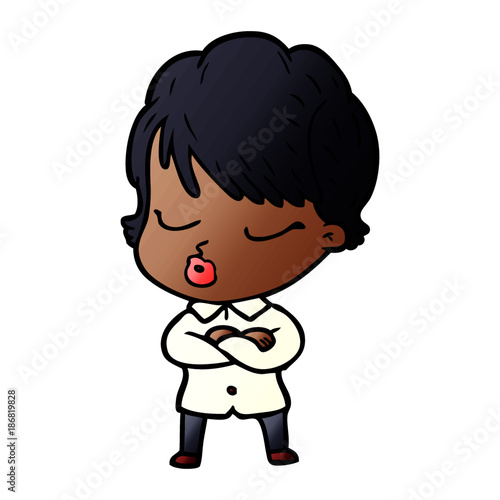 cartoon woman with eyes shut