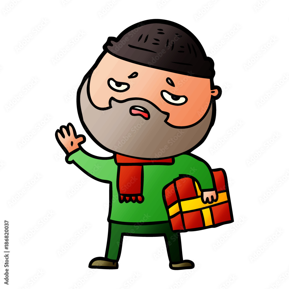 cartoon worried man with beard cartoon worried man with beard