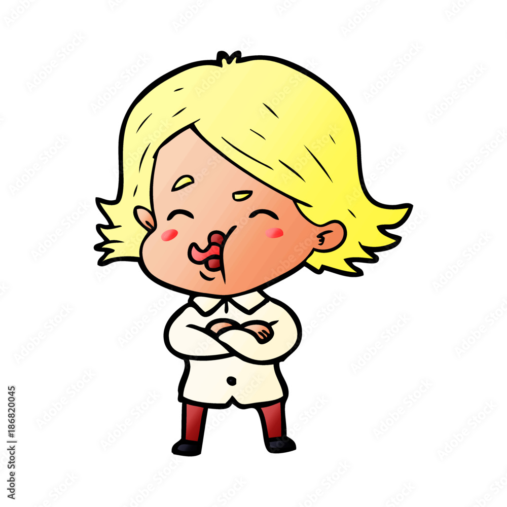 cartoon girl pulling face