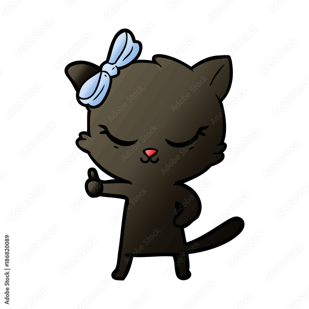 cute cartoon cat with bow