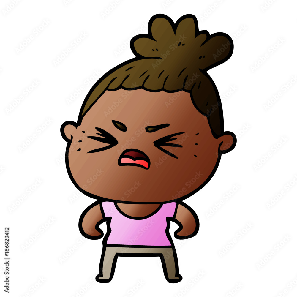 cartoon angry woman