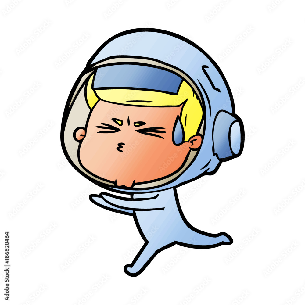 cartoon stressed astronaut