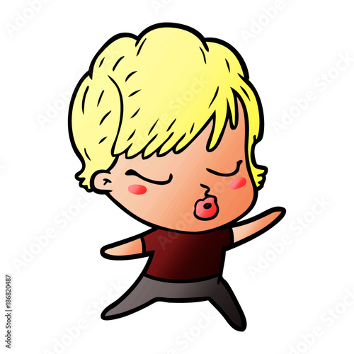 cartoon woman with eyes shut