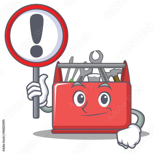With sign tool box character cartoon