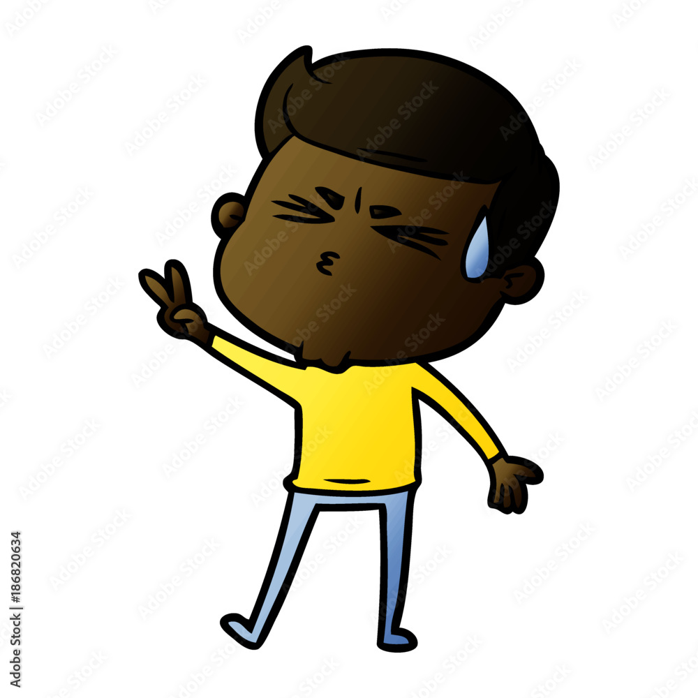 cartoon man sweating