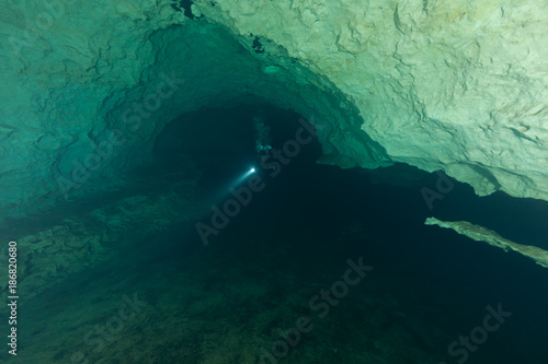 divers underwater caves diving Florida United States of America