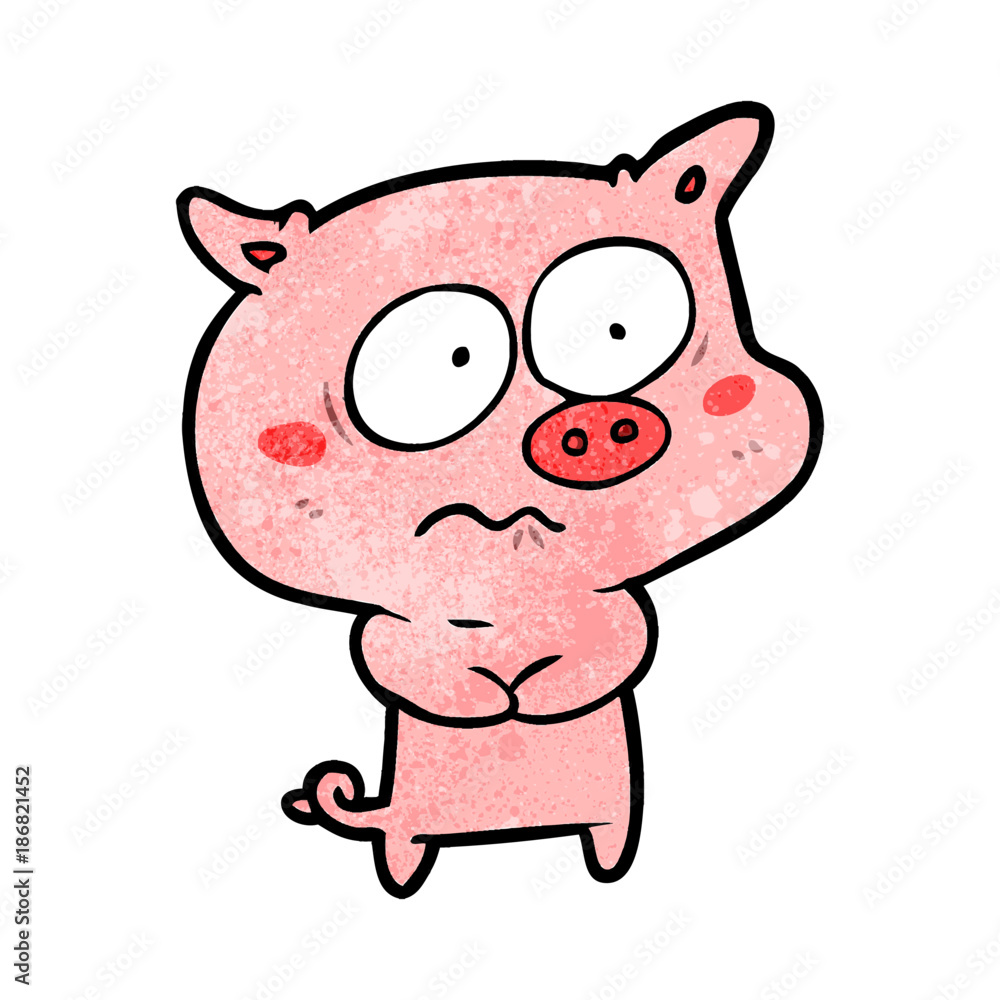 cartoon nervous pig