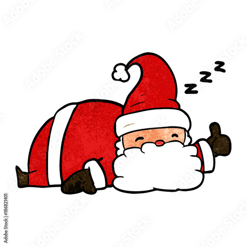 cartoon sleepy santa giving thumbs up symbol