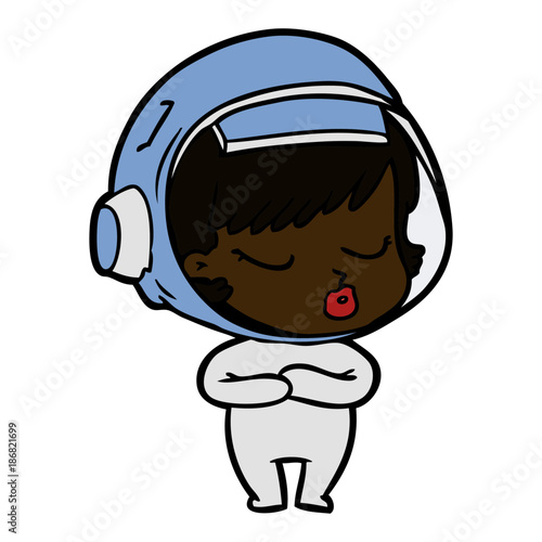 cartoon pretty astronaut girl
