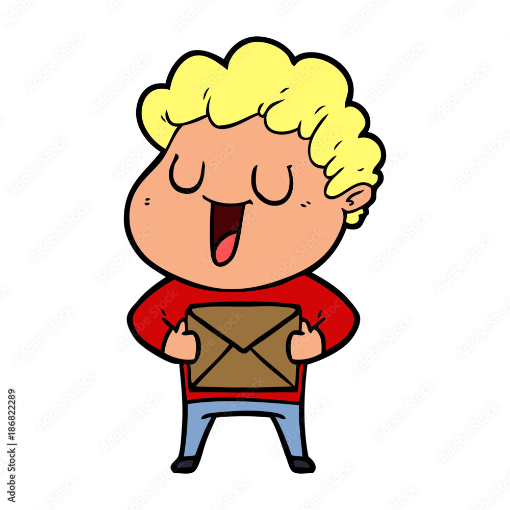 laughing cartoon man with parcel laughing cartoon man with parcel