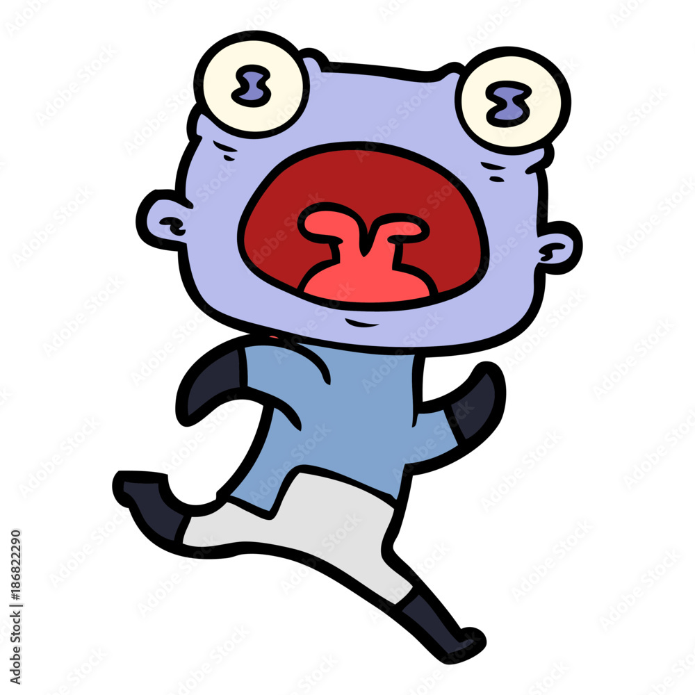cartoon weird alien running away cartoon weird alien running away