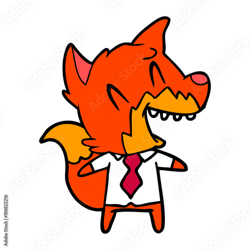 laughing fox in shirt and tie