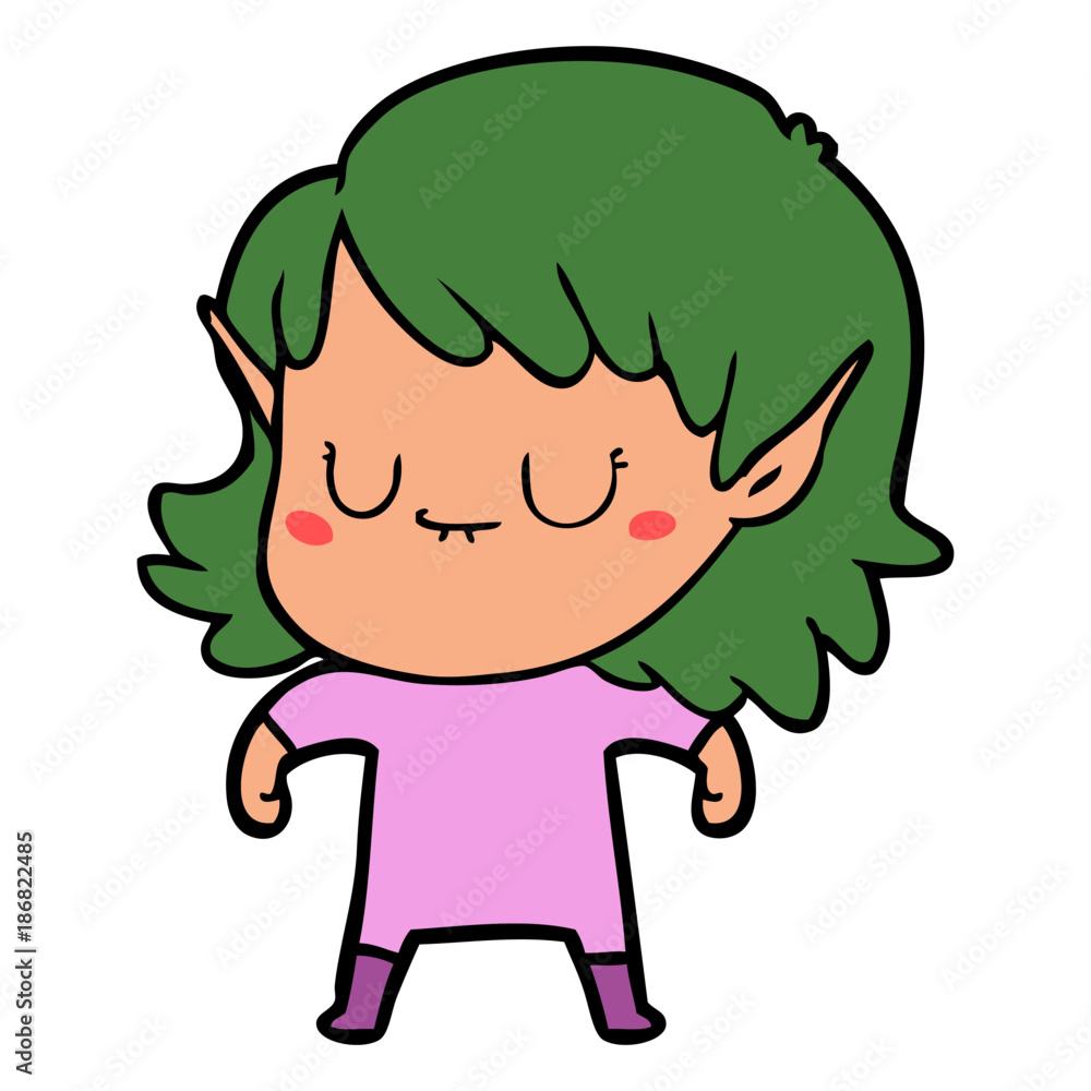 happy cartoon elf girl