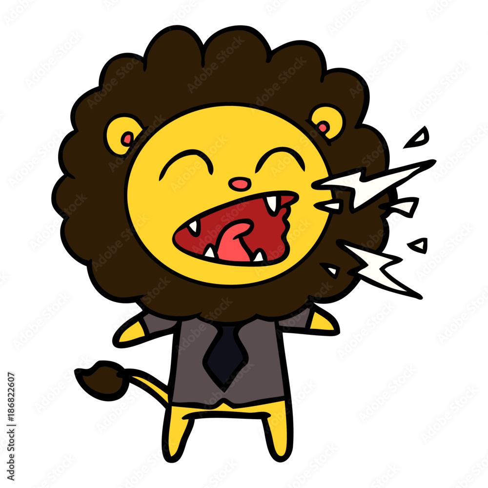 cartoon roaring lion businessman cartoon roaring lion businessman