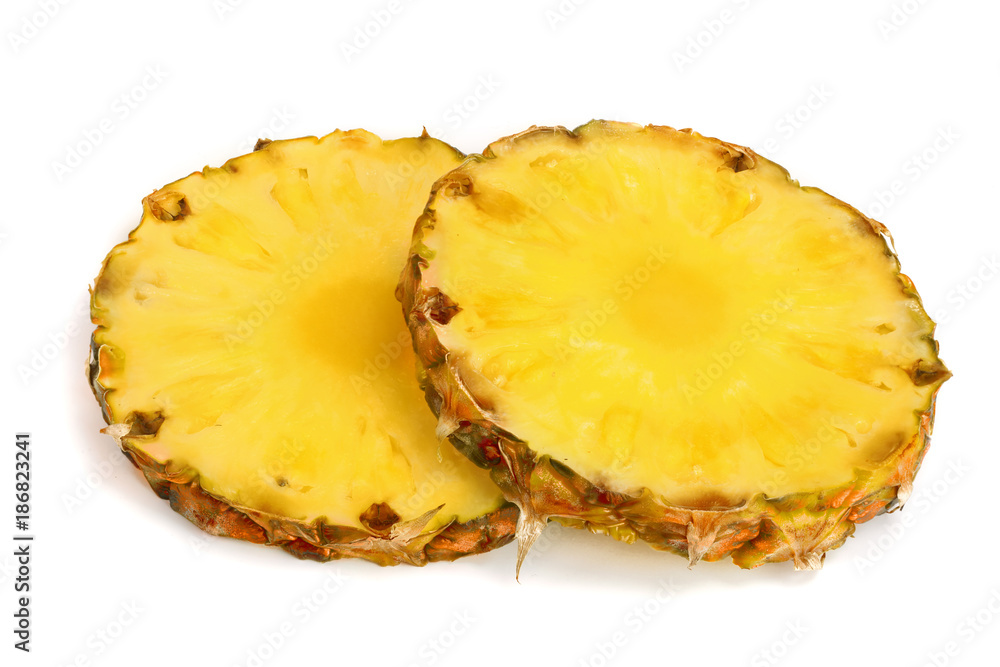 pineapple slices isolated on white background closeup pineapple slices isolated on white background closeup