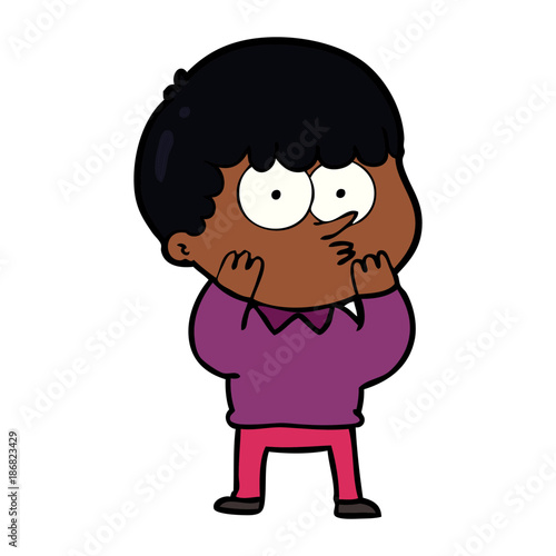 cartoon curious boy