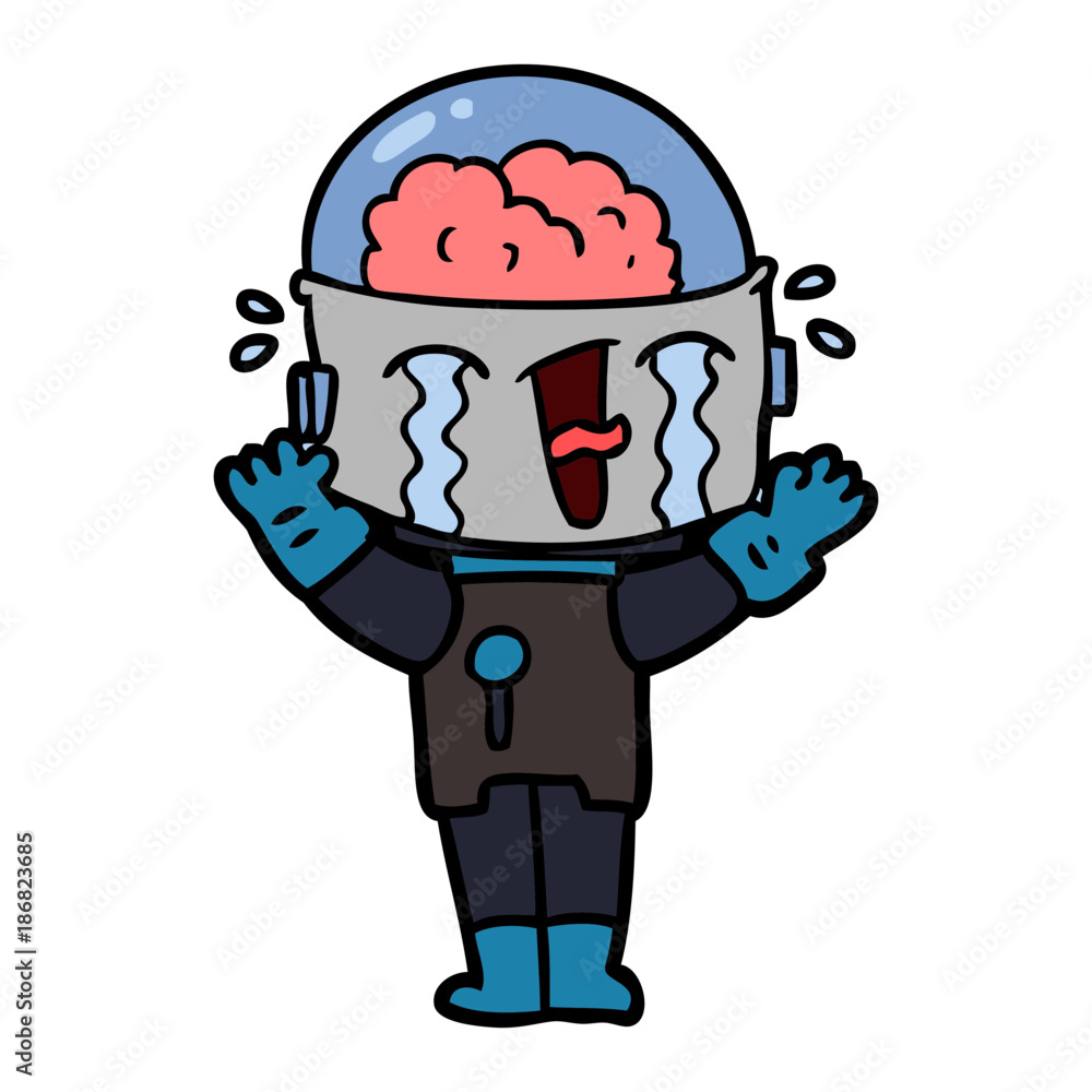 Obraz premium cartoon crying robot