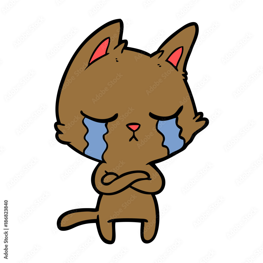 crying cartoon cat with folded arms crying cartoon cat with folded arms