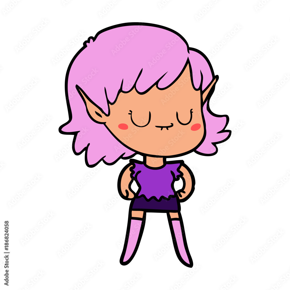 happy cartoon elf girl happy cartoon elf girl