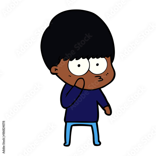 curious cartoon boy