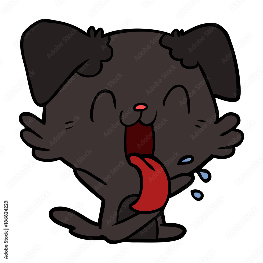 Obraz premium cartoon panting dog sitting