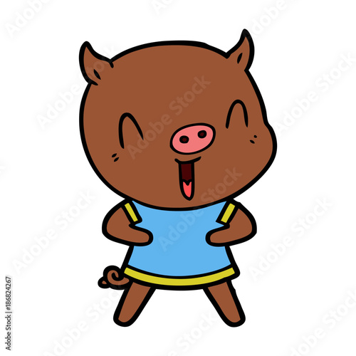 happy cartoon pig