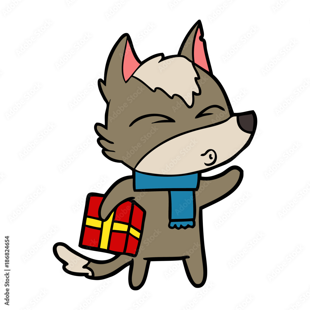 cartoon christmas wolf whistling cartoon christmas wolf whistling