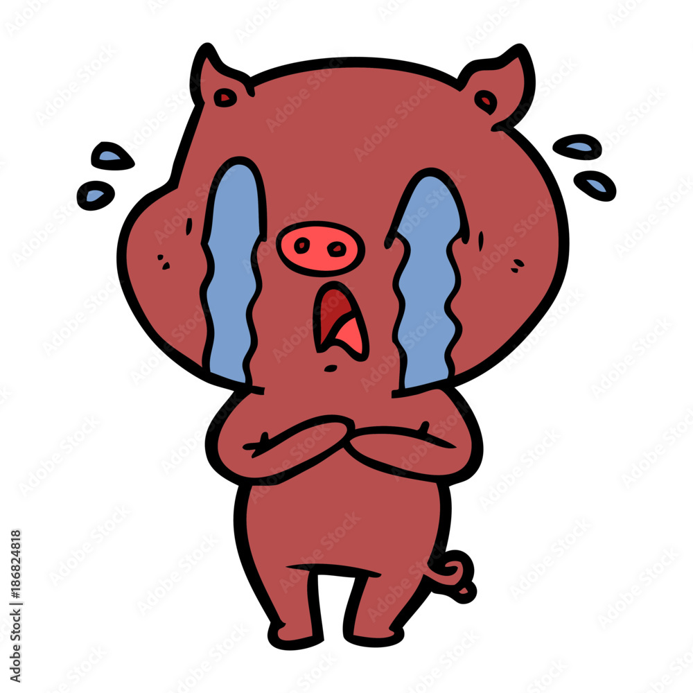 Obraz premium crying pig cartoon