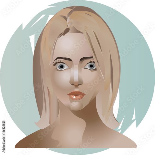 Vector illustration of a girl with blonde hair logo on white background