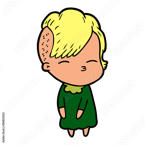 cartoon squinting girl